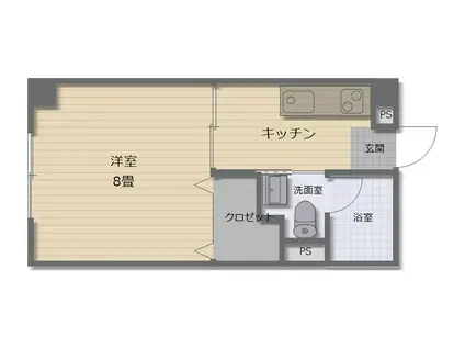 ハーモニーコート(1K/4階)の間取り写真