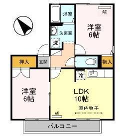 アドミレー樹太 C棟(2LDK/2階)の間取り写真