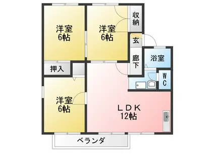 メルセジュール セカンド(3LDK/2階)の間取り写真
