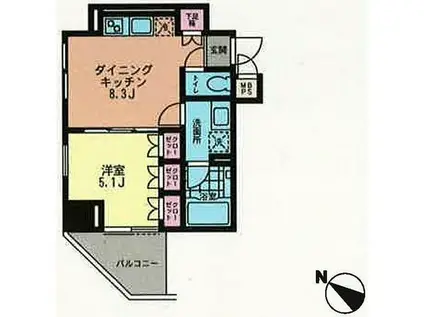 プライムアーバン目黒青葉台(1DK/2階)の間取り写真