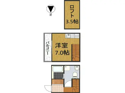 HATCH枇杷島(ワンルーム/1階)の間取り写真