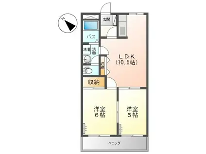 コンフォース亀山II(2LDK/2階)の間取り写真