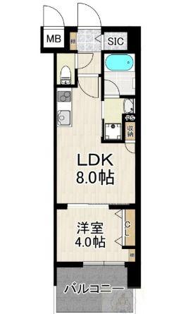 サンロージュ大分駅前(1LDK/9階)の間取り写真