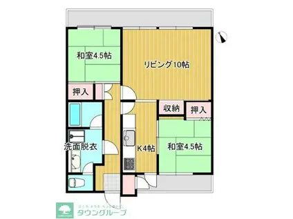 エステート河辺1号棟(2LDK/2階)の間取り写真