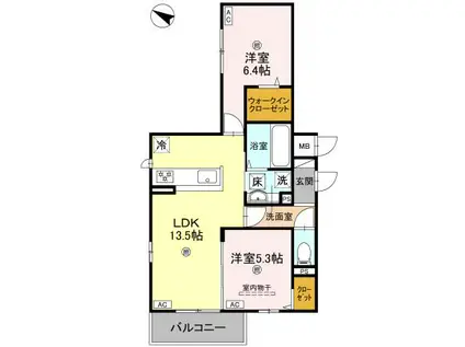 シャルム常盤(2LDK/1階)の間取り写真