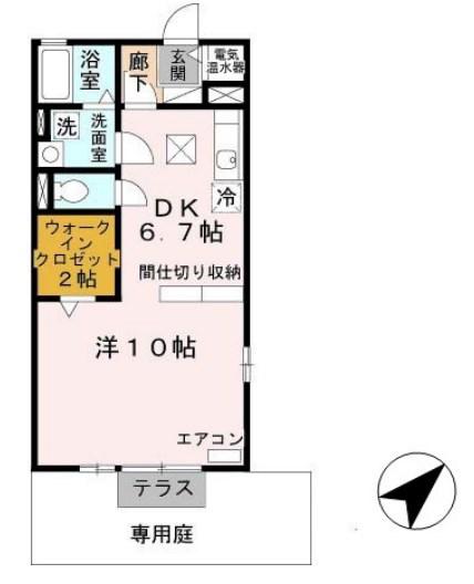 メイプルコート佐土(1DK/1階)の間取り写真