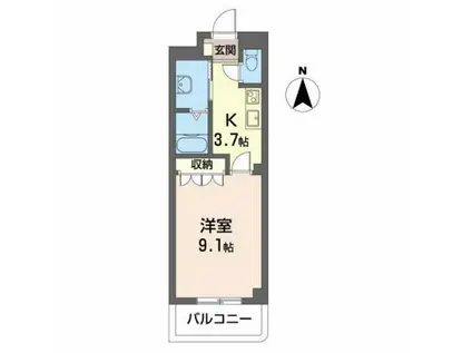 アセント西原(1K/1階)の間取り写真