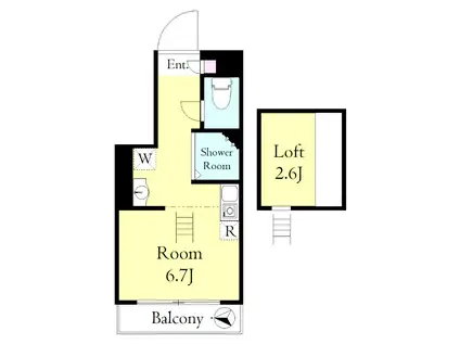 イルヴィアーレ豊島園(ワンルーム/1階)の間取り写真