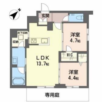 シャーメゾンGRANDE須磨離宮(2LDK/1階)の間取り写真