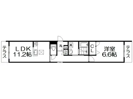 サンヴィアンテ長尾II(1LDK/1階)の間取り写真