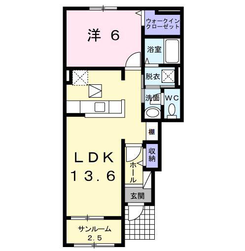サンビトレスIII(1LDK/1階)の間取り写真