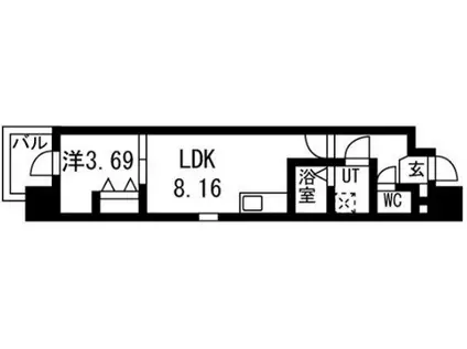 アート天王寺(1LDK/11階)の間取り写真