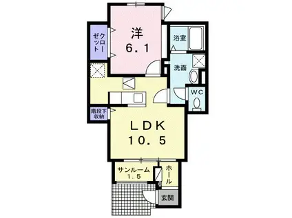 レメンブリア金沢(1LDK/1階)の間取り写真