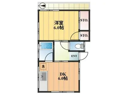 若木ハウス(1DK/2階)の間取り写真