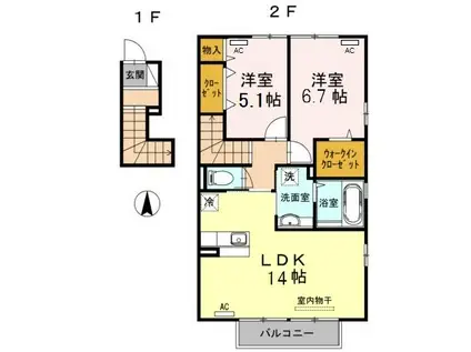 HIMIKOIV(2LDK/2階)の間取り写真