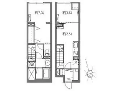 ソラシアレジデンス学芸大学II(2DK/B1階)の間取り写真