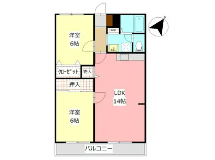 サンライズマンション(2LDK/3階)の間取り写真