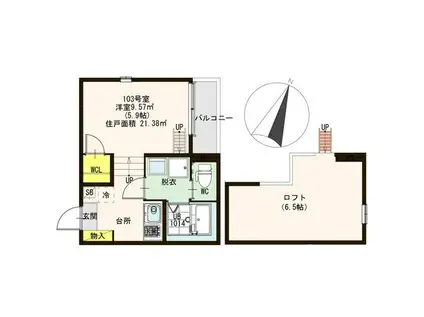 ラ・ヴェネレ(1K/1階)の間取り写真