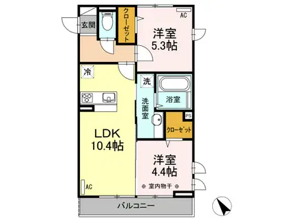 美麗・十日町(2LDK/2階)の間取り写真