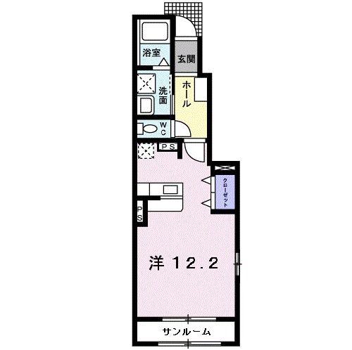 アム-ル(ワンルーム/1階)の間取り写真