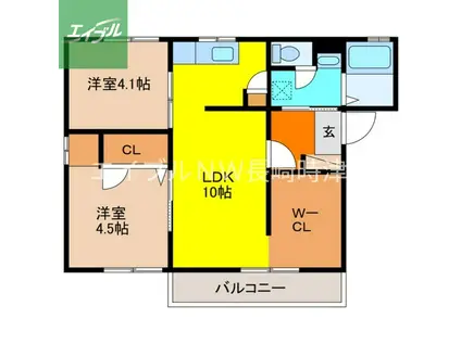 フレグランス左底(2LDK/1階)の間取り写真