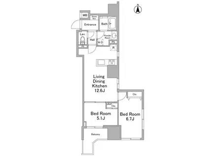 リバーレ浅草ウエスト(2LDK/10階)の間取り写真