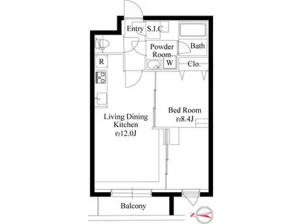 グランパセオ代々木上原II(1LDK/1階)の間取り写真