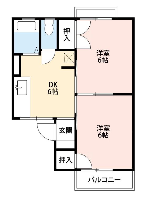 ファミール的場(2DK/2階)の間取り写真