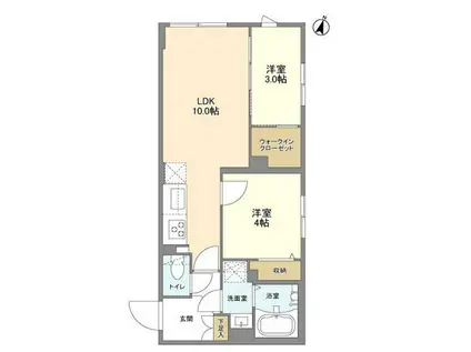 ウェルスクエア駒場東大前(2LDK/2階)の間取り写真