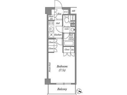 ルクレ西池袋(1K/4階)の間取り写真