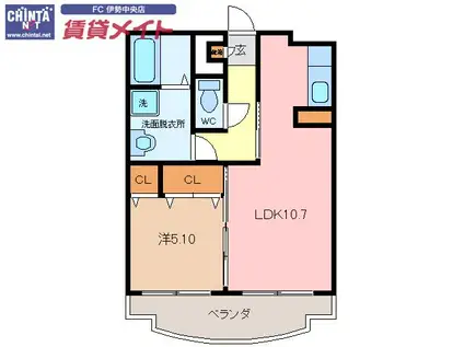 リベルテ(1LDK/2階)の間取り写真