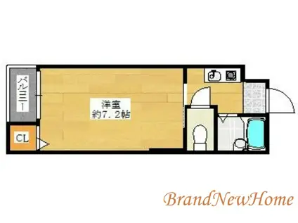 ミドゥスジ堺II(1K/2階)の間取り写真