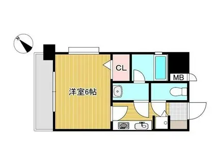 ロマネスク下到津(1K/6階)の間取り写真