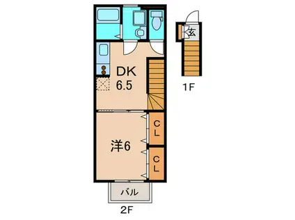 SUMMER WIND(1DK/2階)の間取り写真