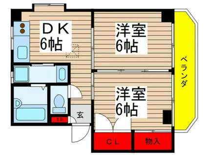 ハピネス・M(2DK/2階)の間取り写真