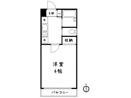 アーケイディア(1K/1階)の間取り写真
