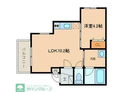 ALBIREO(1LDK/2階)の間取り写真