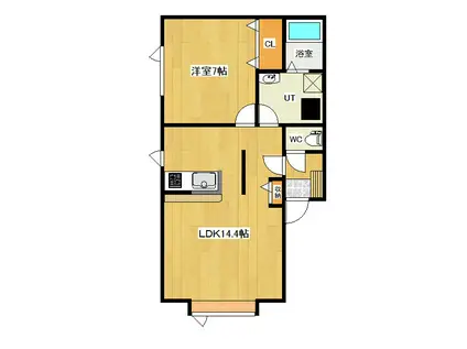 アルカディア(1LDK/2階)の間取り写真