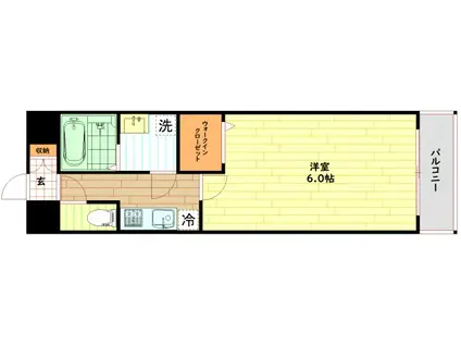 レジュールアッシュ京橋(1K/2階)の間取り写真