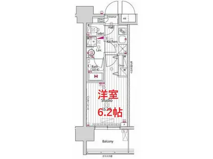 グランド・ガーラ川崎西口(1K/12階)の間取り写真