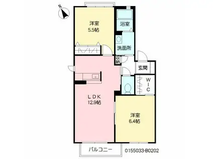 エバーグリーン桜町B棟(2LDK/2階)の間取り写真