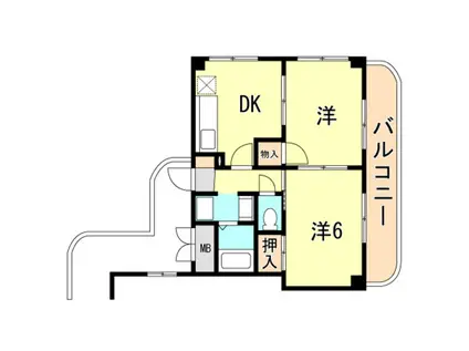 多聞台大一ビル(2DK/3階)の間取り写真