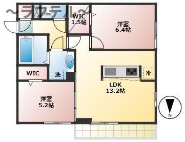 グラシューズ(2LDK/3階)の間取り写真