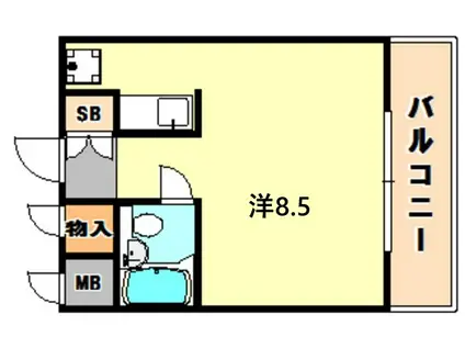 ライオンズマンション神戸西元町(ワンルーム/8階)の間取り写真