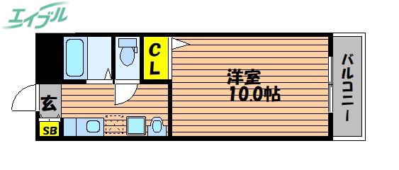 オーランド富田町(1K/4階)の間取り写真