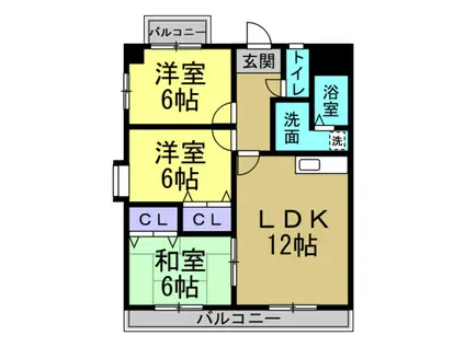 カサフェリスIII(3LDK/2階)の間取り写真
