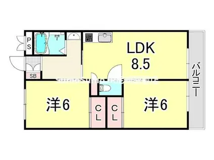 グランツ武庫川(2LDK/4階)の間取り写真