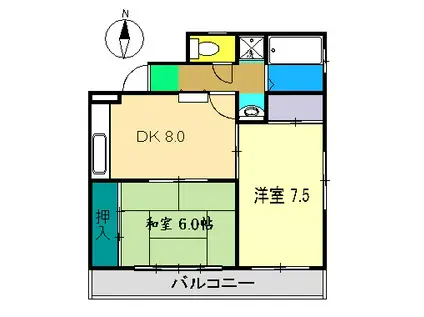 棚野マンション(2DK/2階)の間取り写真