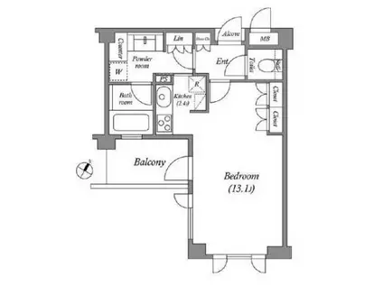プラチナコート広尾(1LDK/4階)の間取り写真