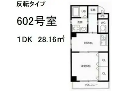 D.G.COURT(1DK/6階)の間取り写真